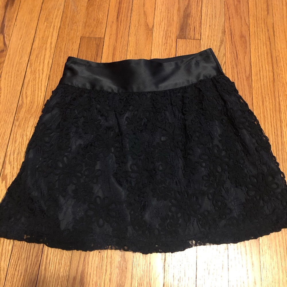 Black lace mini skirt
